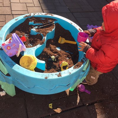 Sensory play in the water table