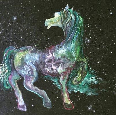 Cosmic Horse - Gouache on paper