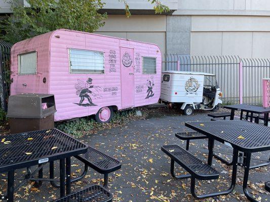 Cute trailer in the parking lot!