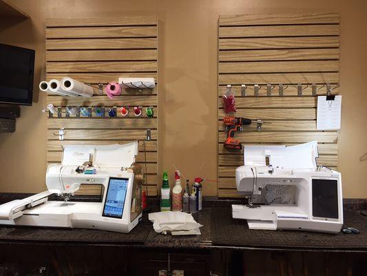 Combination sewing and embroidery machines