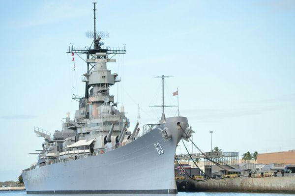 Mighty Mo or Battleship Missouri on Ford Island Pearl Harbor