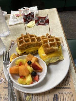 Waffle breakfast sandwich