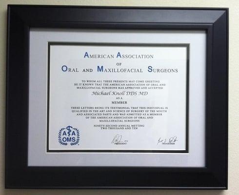 AAOMS Certificate