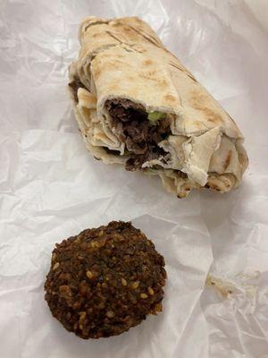 Gyro and 1 falafel. $20.