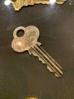 Old key.  The company P&F Corbin made keys and locks until 1870.