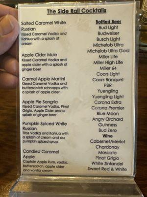 Cocktail menu.