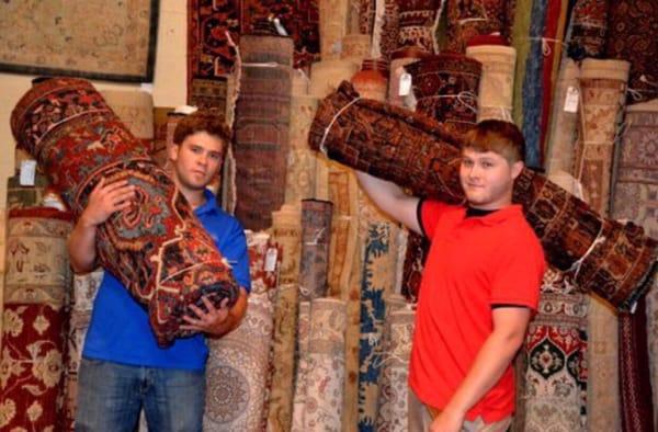 Here's a picture of Robert & Jake Deacon of the NY RUG Authority getting rugs ready for cleaning.