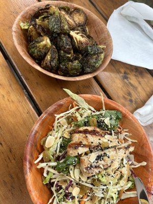 Crispy Brussels Sprouts and Chopped Salad( split in 1/2 + chicken)