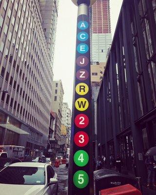 SUBWAY: A,C,E,J,Z,R,W,2,3,4,5