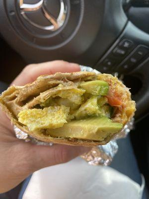 Egg Wrap w/ bacon (and avocado added)