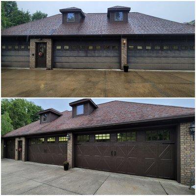 Amarr Classica insulated Carriage House garage door with windows installed by Davis Door Company.