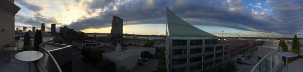 Panorama facing the river from the rooftop terrace