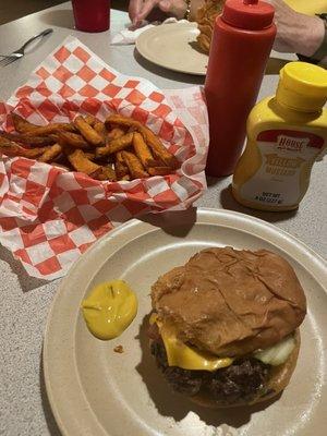 Bacon Cheese Burger & Sweet Potato Fries