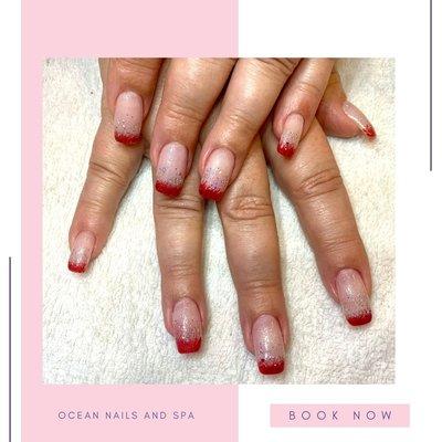 Sparkly Red French Manicure