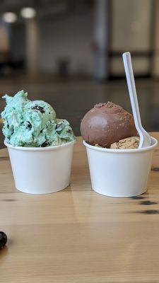 mint chocolate chip + cookie dough, chocolate + coffee