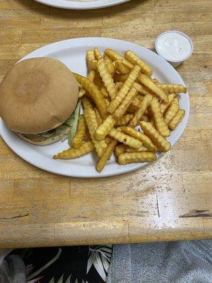 Cheese burger and fries