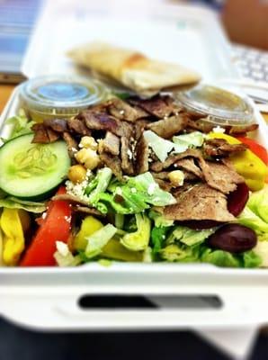 Greek salad with gyro meat