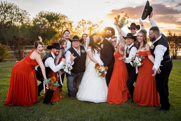 Wedding party having fun on our garden lawn!