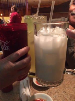 Horchata, margarita on the rocks, diet coke. Cheers!