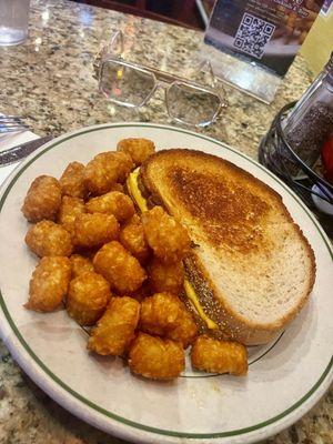 The Classic Grilled Cheese Sandwich with Tater Tots