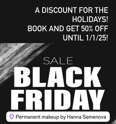 Hi ladies, 
We have a Discount for the Holidays! 
Book and get 50% off until 1/1/25!