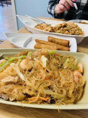 4 Piece Pork Shanghai Roll, 6 Piece Vegetarian Roll, Combination Fried Rice, Pancit Sotanghon Noodle