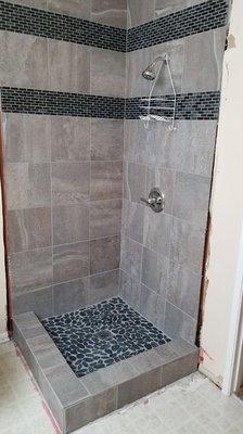 1 of 2 bathrooms for repiping and fixtures installed for Senior Citizen Paula B. 5* review.