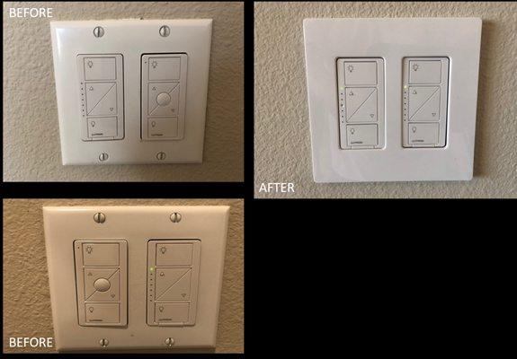 non-flush installed switches, retrofit afterwards with screwless wallplates.