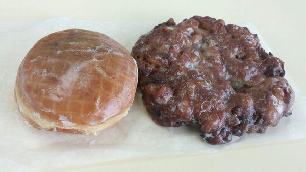 Cherry filled donut & apple fritter.