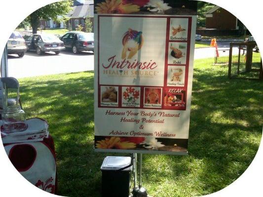 Love participating in community events. This was at time we were providing free chair massage at our local Farmers Market.