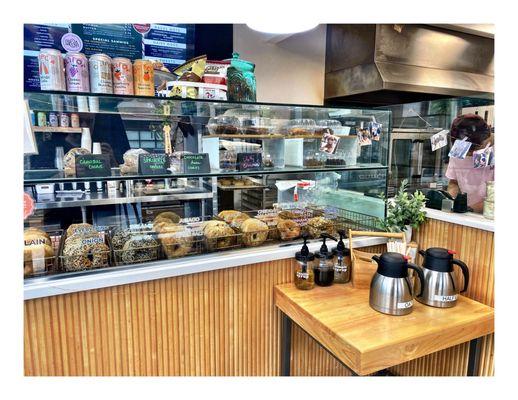 Inside  R&A Sourdough 1938 W Lawrence Ave, Chicago, IL  Bagels Sandwiches Bialys Pastry Salads Spreads Coffees .Patio.Pickup Window .Cool.