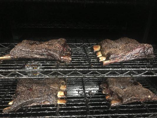 Grass Fed Beef Dino Ribs-hot out of the smoker!