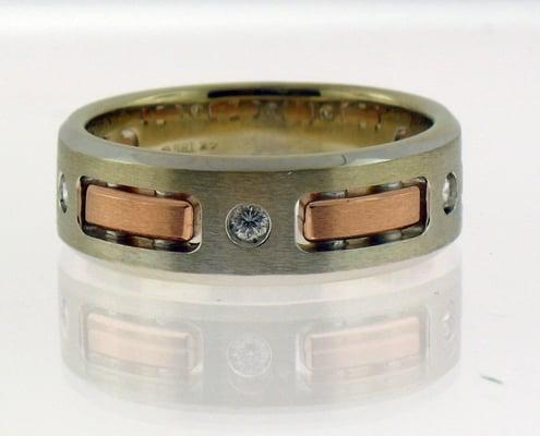 Men's White & Rose Gold Wedding Ring