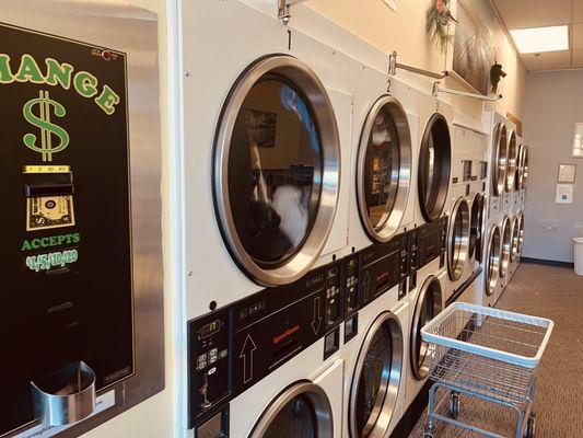 Coin-operated dryers with $1,$5,$10,$20 change machine