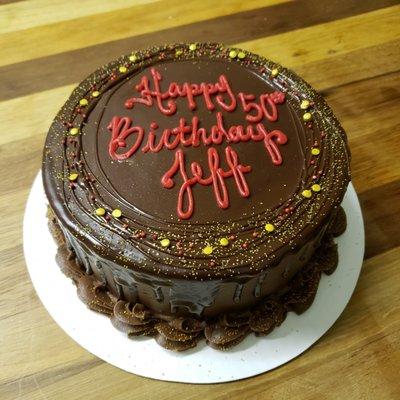 Chocolate Birthday Cake with chocolate ganache