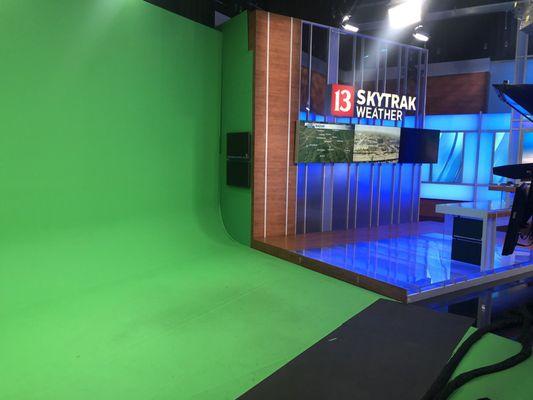 Green screen and 13 SKYTRAK WEATHER.