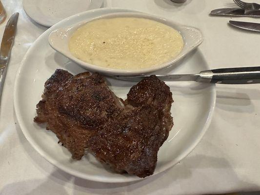 16 Ounce ribeye with mashed pototoes.