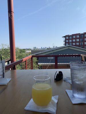 $10 mimosa carafes and a view