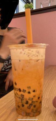 Thai Milk Tea with coffee jelly and tapioca pearls  Taken June 15th to celebrate my boyfriend's birthday