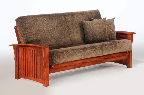 Cherry Oak Futon Frame with Futon mattress and cover set