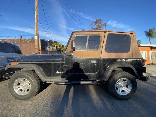 Side view of how dirty my Jeep was