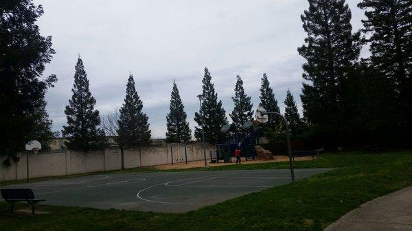 Playarea at a distance /Basketball court