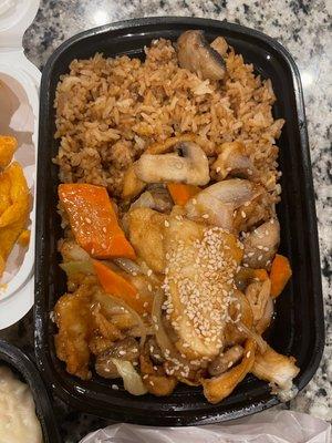 Chicken teriyaki with fried rice