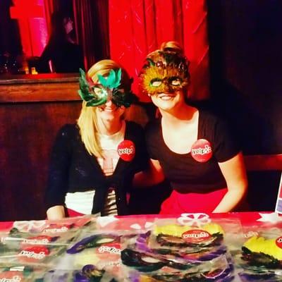 Sarah & I rockin' our Yelp Party Masks!