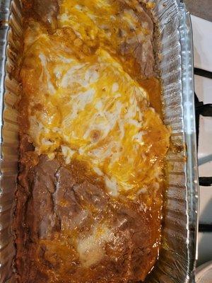 Cheese enchilada and beans