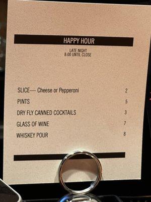 Happy Hour menu