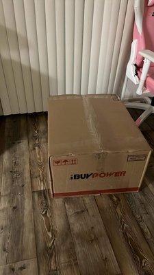 The box left at my door, clearing showing it is a computer. (Ibuypower is a popular gaming computer brand)