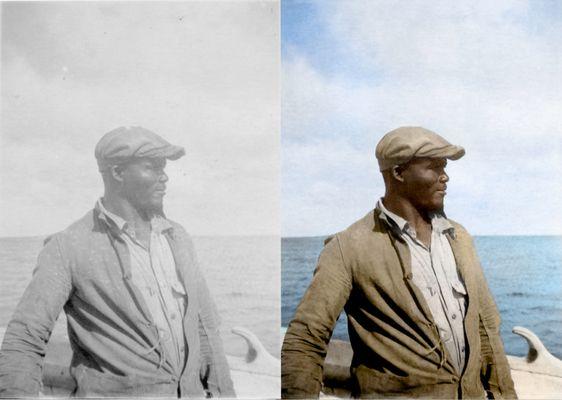 Before and after restoration/colorization