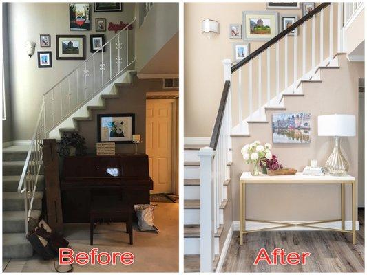 Mission Valley: Stairway landing before and after