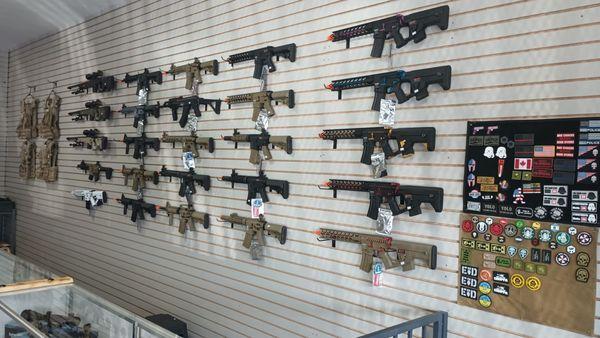 The airsoft side of the shop. Patches!!